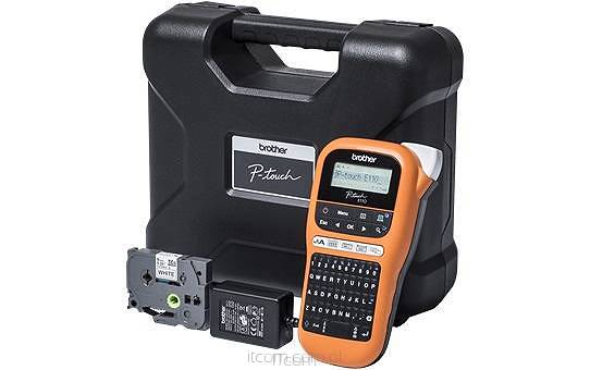 Drukarka dla elektryków i instalatorów Brother P-Touch PT-E110VP z walizką, zasilaczem i kasetą z taśmą TZe.