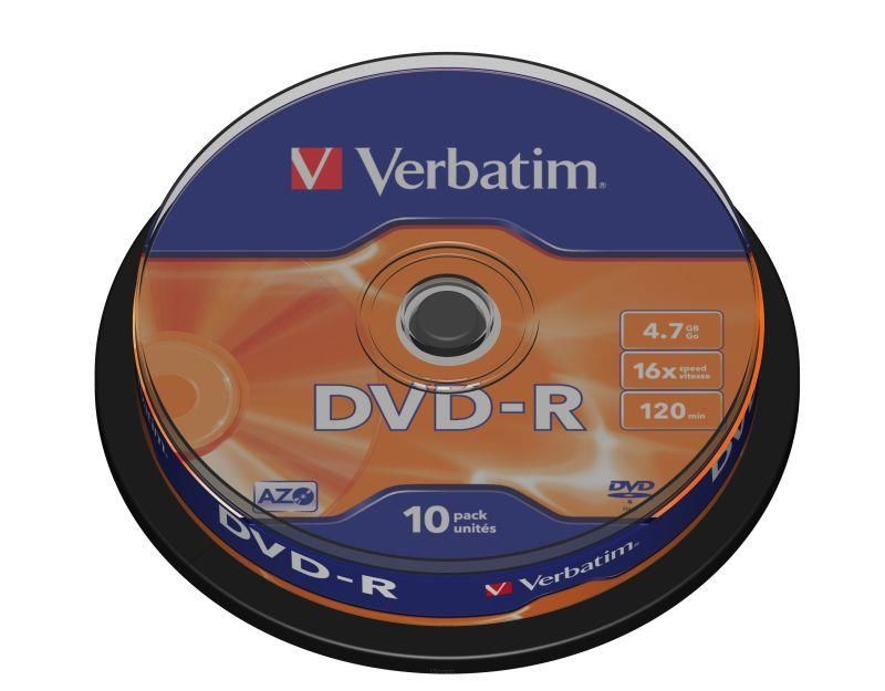 Płyty DVD-R Verbatim x16 4.7GB Matt Silver (Cake 10)