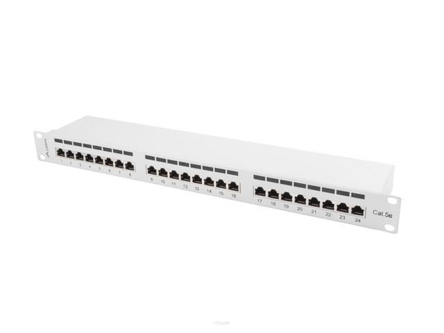 Patch panel Lanberg PPS5-1024-S 24 port 1U kat.5e ekranowany szary