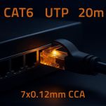 Kabel Patchcord Qoltec UTP | CAT6 | 2 x RJ-45 | High speed 1Gb/s | Pozłacane styki | 20m | Czarny - 3