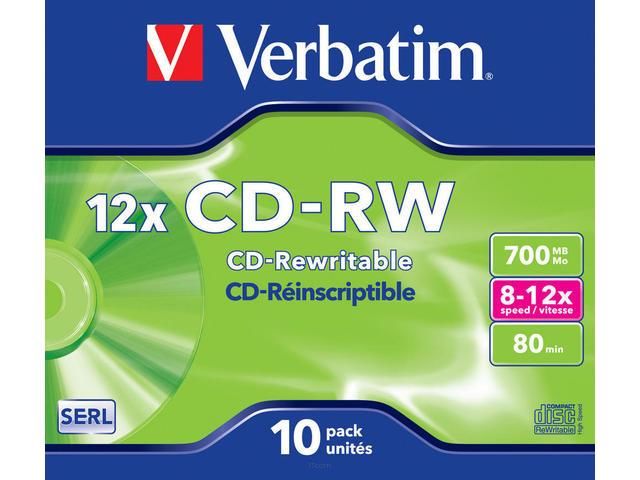 Płyty CD-RW Verbatim 700MB Scratch Resistant X12 (10 Jewel Case)