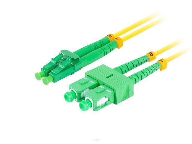 Patchcord światłowodowy Lanberg SM SC/APC-LC/APC DUPLEX 3.0mm LSZH G657A1 2m żółty