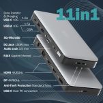 Stacja dokująca DIGITUS USB Typ C 11-portów 2x HDMI 1x DisplayPort 4K/60Hz DC-Jack 150W - 6