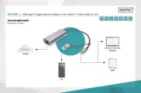 Karta sieciowa DIGITUS przewodowa USB 3.1 Typ C + USB A do 1x RJ45 2.5 Gigabit Ethernet 10/100/1000/2500Mbps - 4