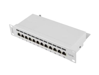 Patch panel Lanberg PPF5-9012-S 12 port 1U 10" kat.5e ekranowany szary