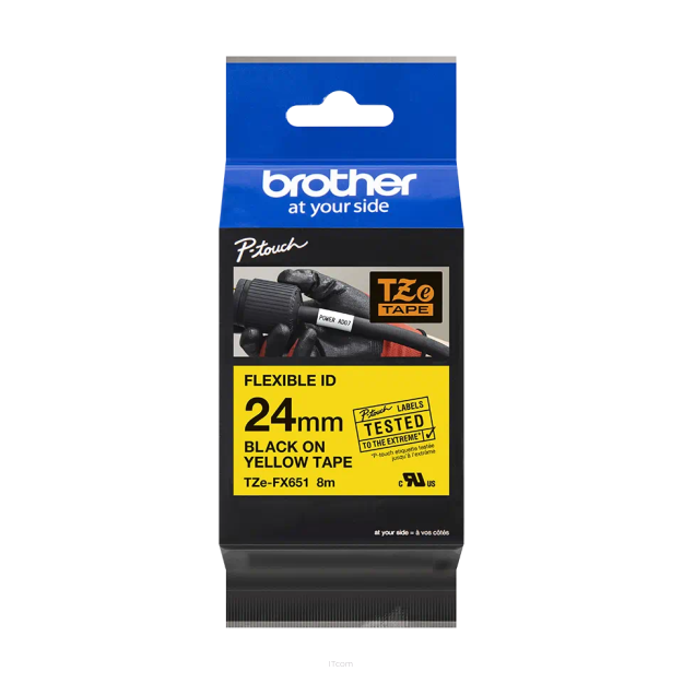 Brother TZEFX651 TZE-FX651 24mm czarne na żółtym