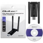 Karta sieciowa Qoltec Bezprzewodowy Adapter USB DUAL WiFi 2 x 2dBi | Standard AC | USB 3.0 | 1200Mbps - 6