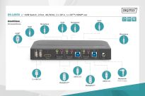 Przełącznik KVM DIGITUS 2 portowy DisplayPort do 1 port DP/HDMI 4K 60Hz 2xUSB audio - 5