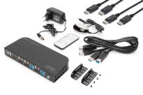 Przełącznik KVM DIGITUS 2 portowy DisplayPort do 1 port DP/HDMI 4K 60Hz 2xUSB audio - 2