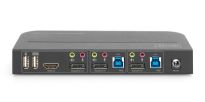 Przełącznik KVM DIGITUS 2 portowy DisplayPort do 1 port DP/HDMI 4K 60Hz 2xUSB audio - 3