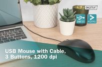 Mysz przewodowa DIGITUS optyczna 1200 DPI 3 przyciski czarna kabel 1.5m - 3