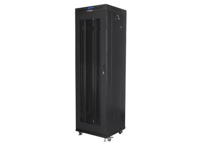 Szafa instalacyjna Rack stojąca 19" 42U 600x600 LCD Drzwi Perforowane czarna Lanberg (flat pack) V2