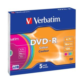 Płyty DVD-R Verbatim 16x 4.7GB (Slim 5) COLOUR