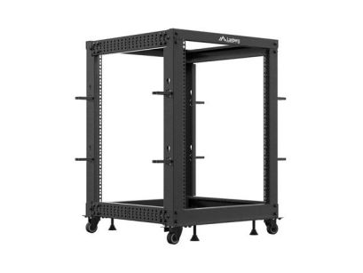 Stojak open rack Lanberg 19" 15U 600x600-1100 regulowany czarny