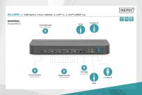 Przełącznik KVM DIGITUS 4 portowy DisplayPort do 1 port DP/HDMI 4K 60Hz 2xUSB, audio - 4
