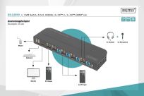Przełącznik KVM DIGITUS 4 portowy DisplayPort do 1 port DP/HDMI 4K 60Hz 2xUSB, audio - 6