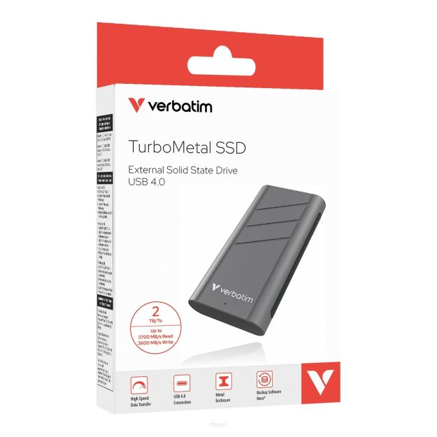 Dysk SSD zewnętrzny Verbatim TurboMetal 2TB USB4 Type-C czarny