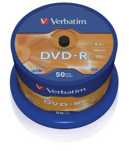 Płyty DVD-R Verbatim 16x 4.7GB (Cake 50) MATT SILVER