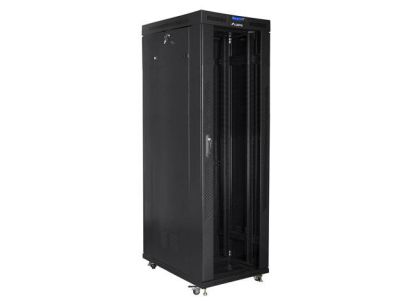 Szafa instalacyjna Rack stojąca 19" 42U 800x1000 czarna drzwi szklane LCD Lanberg (flat pack)