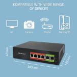 Switch niezarządzalny Qoltec przełącznik sieciowy Fast Ethernet PoE | 4x RJ45 | 2x RJ45 Uplink | 65W | 10/100Mb/s - 2