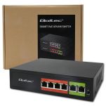 Switch niezarządzalny Qoltec przełącznik sieciowy Fast Ethernet PoE | 4x RJ45 | 2x RJ45 Uplink | 65W | 10/100Mb/s - 11