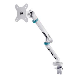 Ramię biurkowe pojedyncze DIGITUS z zaciskiem i sprężyną mechaniczną, 1x LCD max. 35" 10kg, VESA: 75x75, 100x100, Białe