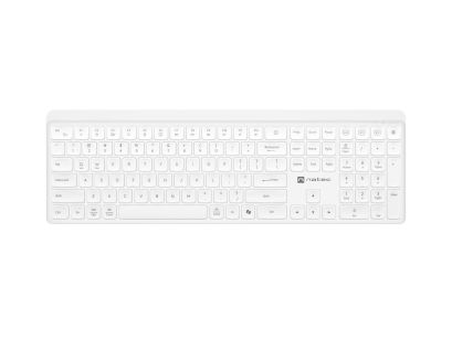 Klawiatura Natec Tang US bezprzewodowa BT + 2.4Ghz cicha slim biała