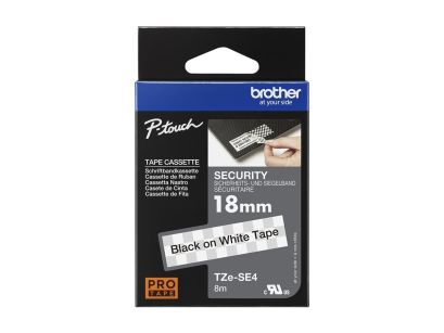Brother TZESE4 TZE-SE4 18mm czarne na białym secur