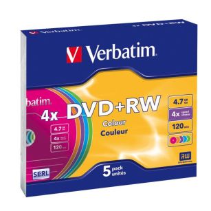 Płyty DVD+RW Verbatim 4x 4.7GB (Slim 5) COLOUR