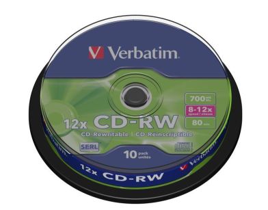 Płyty CD-RW Verbatim 700MB Scratch Resistant X12 (Cake 10)
