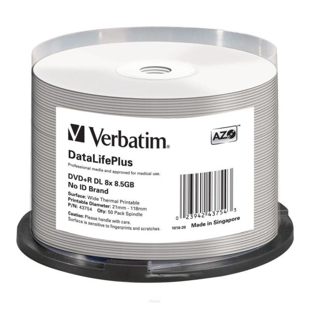 Płyty DVD+R DL Verbatim DataLife Plus 8.5GB 8x Wide Thermal Printable (Spindle 50)
