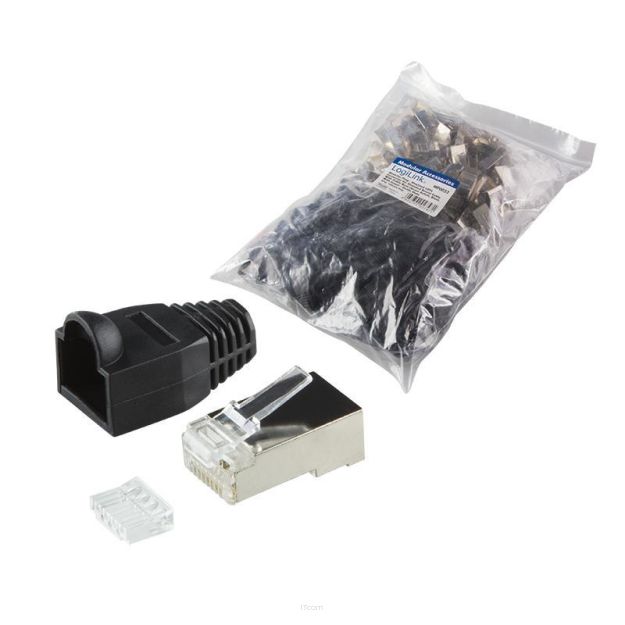 Wtyk RJ45 CAT.6 FTP LogiLink MP0022 z osłonką, czarny 100szt