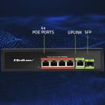 Switch niezarządzalny Qoltec przełącznik sieciowy FAST Ethernet 4x RJ45 PoE 1x RJ45 Uplink 1x SFP | 65W | 1000 Mb/s - 6