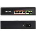 Switch niezarządzalny Qoltec przełącznik sieciowy FAST Ethernet 4x RJ45 PoE 1x RJ45 Uplink 1x SFP | 65W | 1000 Mb/s - 7