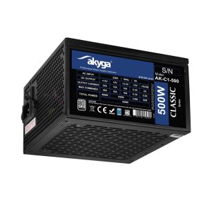 Zasilacz ATX 500W Akyga AK-C1-500 P4+4 2x PCI-E 6+2 pin 4x SATA 2x Molex APFC FAN 12cm