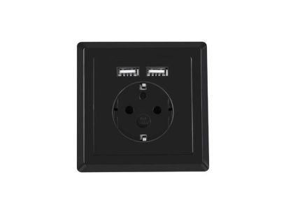 Gniazdo podtynkowe Lanberg 230V pojedyncze + 2x USB 2.1 A schuko czarne