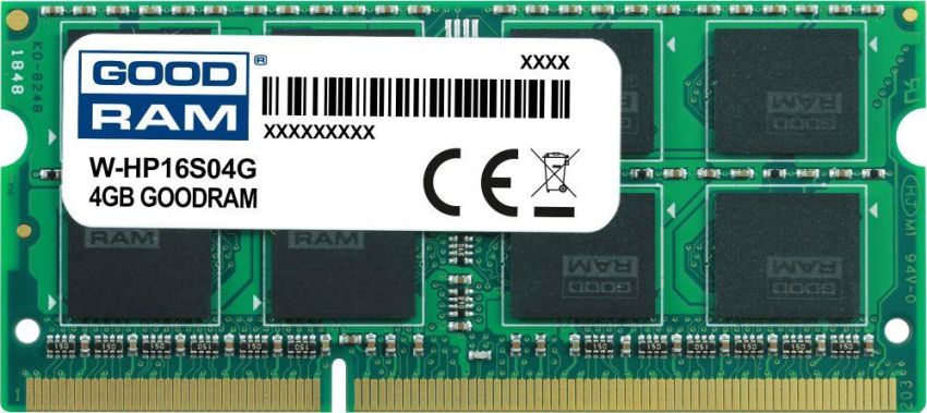 Pamięć SODIMM DDR3 GOODRAM 4GB 1600MHz  ded. do HP (W-HP16S04G)