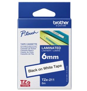 Brother TZE-211 TZE211 6mm czarne na białym