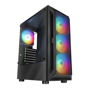 Obudowa PC Rampage SHIVA z oknem 4x wentylator 120mm Rainbow czarna