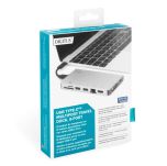 Stacja dokująca podróżna DIGITUS USB Typ C, 8-portów 4K 30Hz, HQ, aluminiowa, srebrna - 9