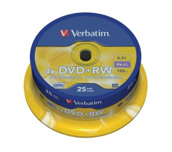 Płyty DVD+RW Verbatim 4x 4.7GB (Cake 25) MATT SILVER
