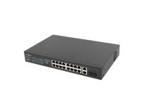 Switch niezarządzalny Lanberg 16x 100Mb PoE+/2x Combo Rack 19