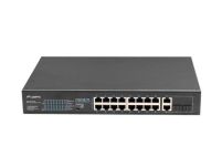 Switch niezarządzalny Lanberg 16x 100Mb PoE+/2x Combo Rack 19