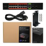 Switch niezarządzalny Qoltec przełącznik sieciowy Gigabit Ethernet PoE | 16x RJ45 | 2x RJ45 Uplink | 2x SFP | 1000 Mb/s - 10