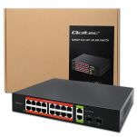 Switch niezarządzalny Qoltec przełącznik sieciowy Gigabit Ethernet PoE | 16x RJ45 | 2x RJ45 Uplink | 2x SFP | 1000 Mb/s - 11