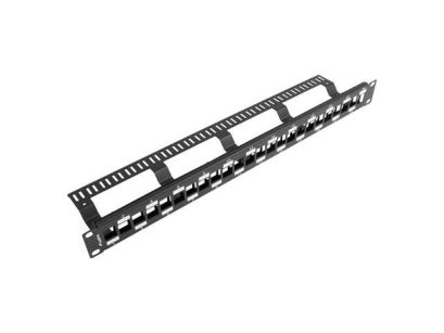 Patch panel pusty Lanberg PPKS-1224-B 24 port 1U 19" naprzemienny z organizerem do modułów keystone czarny