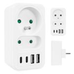 Gniazdko prądowe x2 + 4xUSB Maclean, rozgałęźnik z 2 gniazdami, 2xUSB A, 2xUSB C PD 20W, 1x16A + 1x6A, MCE249 F/W - 2