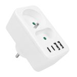 Gniazdko prądowe x2 + 4xUSB Maclean, rozgałęźnik z 2 gniazdami, 2xUSB A, 2xUSB C PD 20W, 1x16A + 1x6A, MCE249 F/W - 3