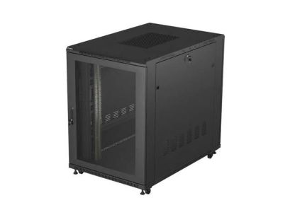Szafa instalacyjna Rack Lanberg Stojąca 19" 22U 800x1200 Czarna drzwi perforowane (flat pack)
