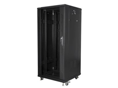 Szafa instalacyjna Rack stojąca 19" 27U 600x600 czarna Lanberg (flat pack)